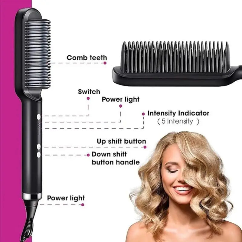 Escova modeladora Bivolt 5 em 1-Alisa, Hidratar, Modelar, Ale e Anti-Frizz