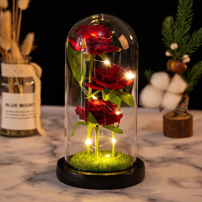 LED Galaxy Three Rose Artificial Flowers