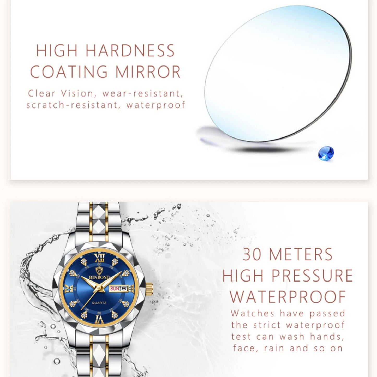 Pair of watches (male/female) 2pcs Quartz Luxurious water-proof.